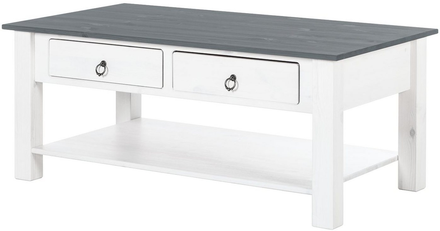 loft24 Couchtisch Inga, Wohnzimmertisch, 2 Schubladen, Kiefer, Landhausstil Bild 1