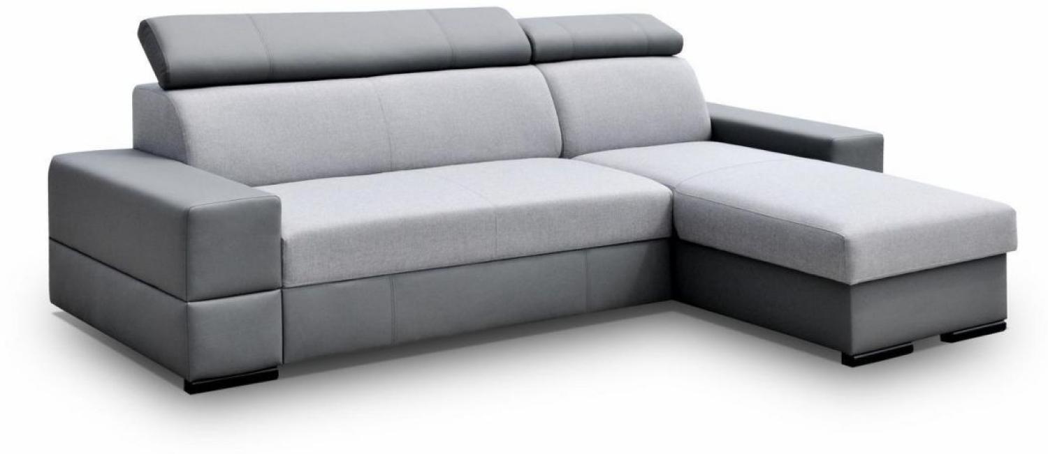 Ecksofa Sofa MARIOS mit Schlaffunktion Grau-Hellgrau Ottomane Rechts Bild 1