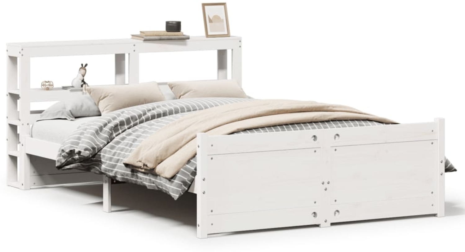 vidaXL Bettgestell mit Kopfteil ohne Matratze Weiß 120x200 cm 3306020 Bild 1