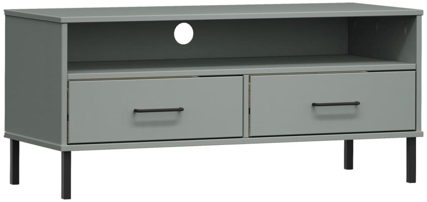 vidaXL TV-Schrank OSLO mit Metallbeinen Grau Massivholz Kiefer [351025] Bild 1