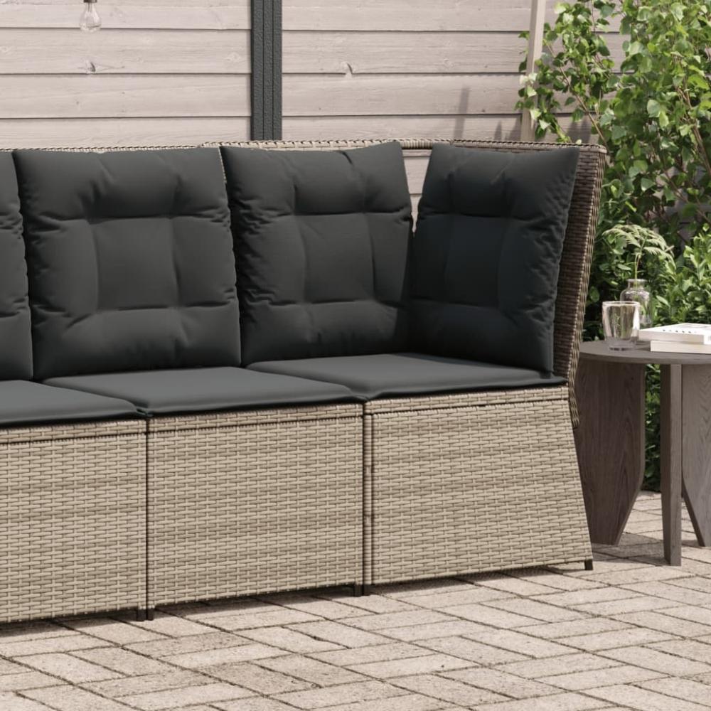 vidaXL Garten-Ecksofa mit Kissen Grau Poly Rattan 368984 Bild 1