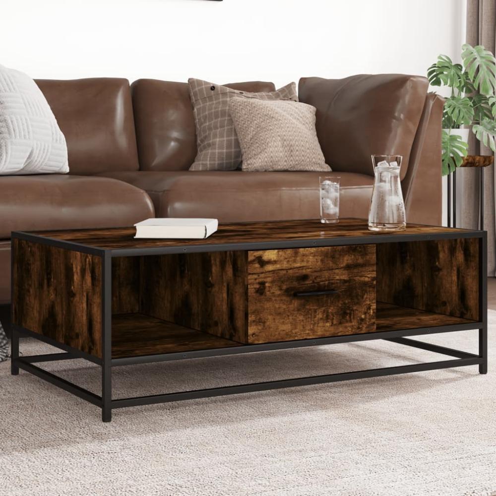 vidaXL Couchtisch Räuchereiche 100x57x35 cm Holzwerkstoff und Metall 848761 Bild 1