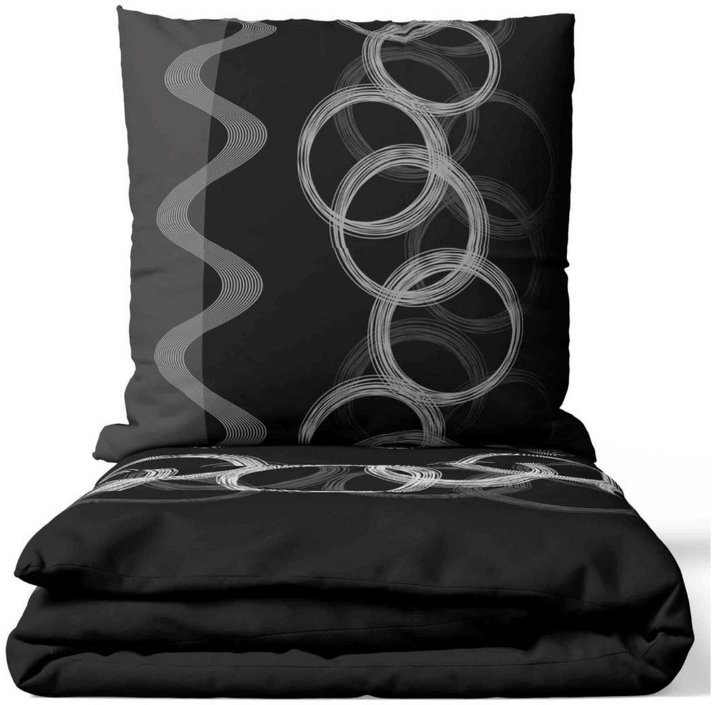 Leonado Vicenti Bettwäsche Allergiker geeignet 135x200, 155x200 oder 155x220, Microfaser, 2 teilig, weich und pflegeleicht, Kreise Bild 1