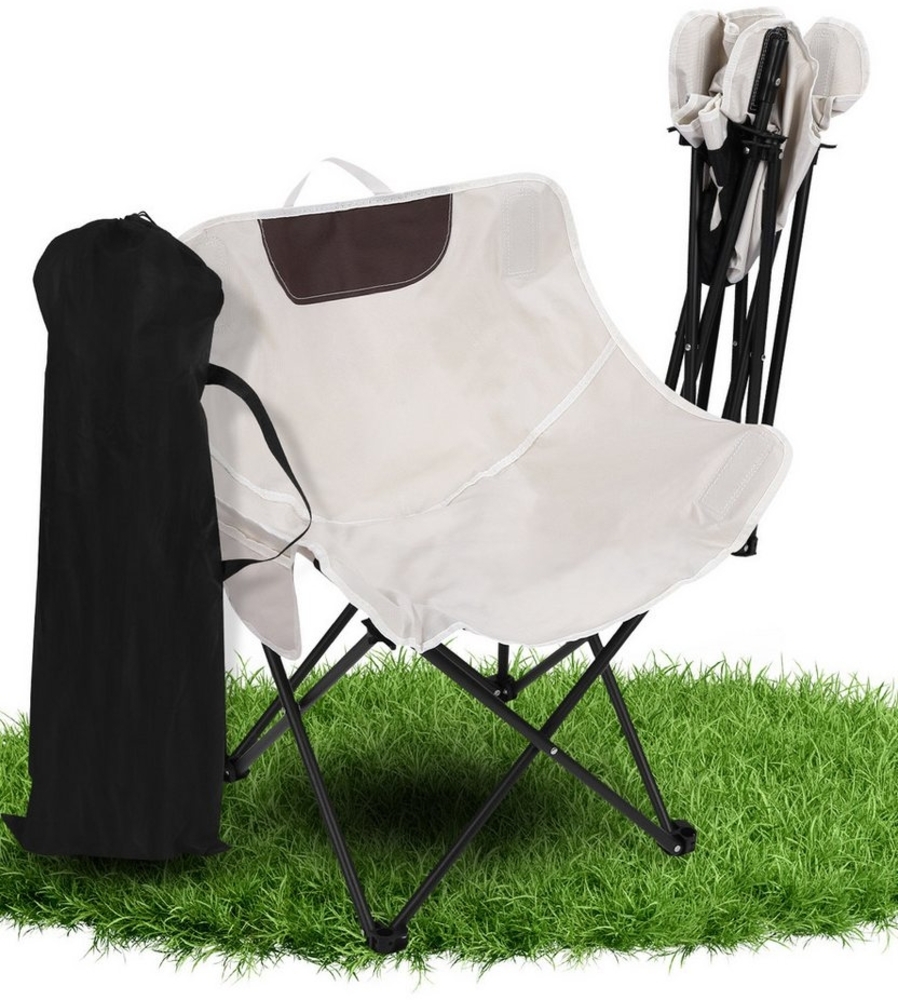 LEAZZLE Klappstuhl Outdoor Campingstuhl faltbar (150kg Traglast) – Ultraleicht, Stuhl mit Tragetasche, für Strand, Garten & Angeln (600D Oxford), Beige Bild 1