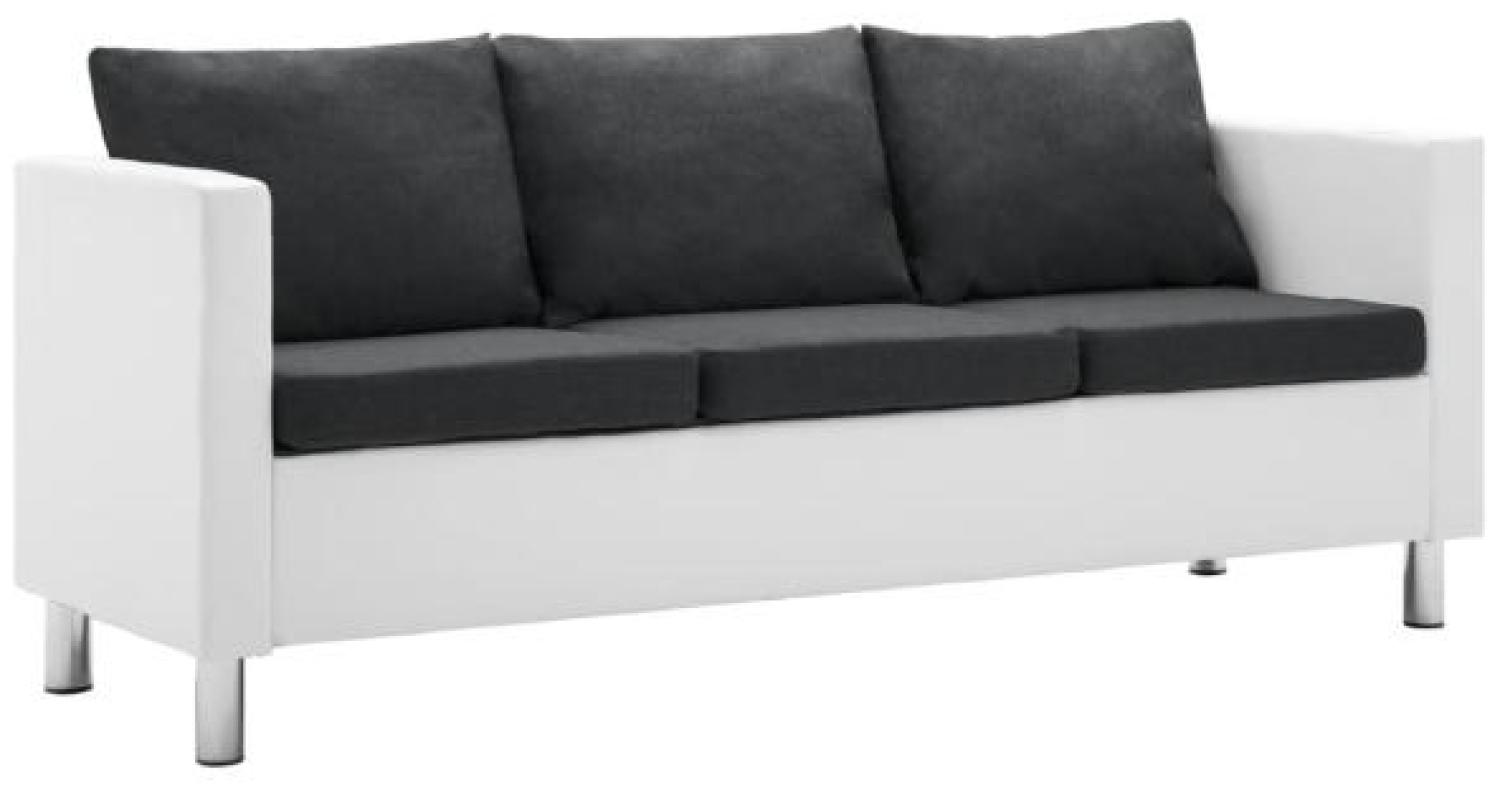 vidaXL Sofa 3-Sitzer Kunstleder Weiß und Dunkelgrau 247175 Bild 1