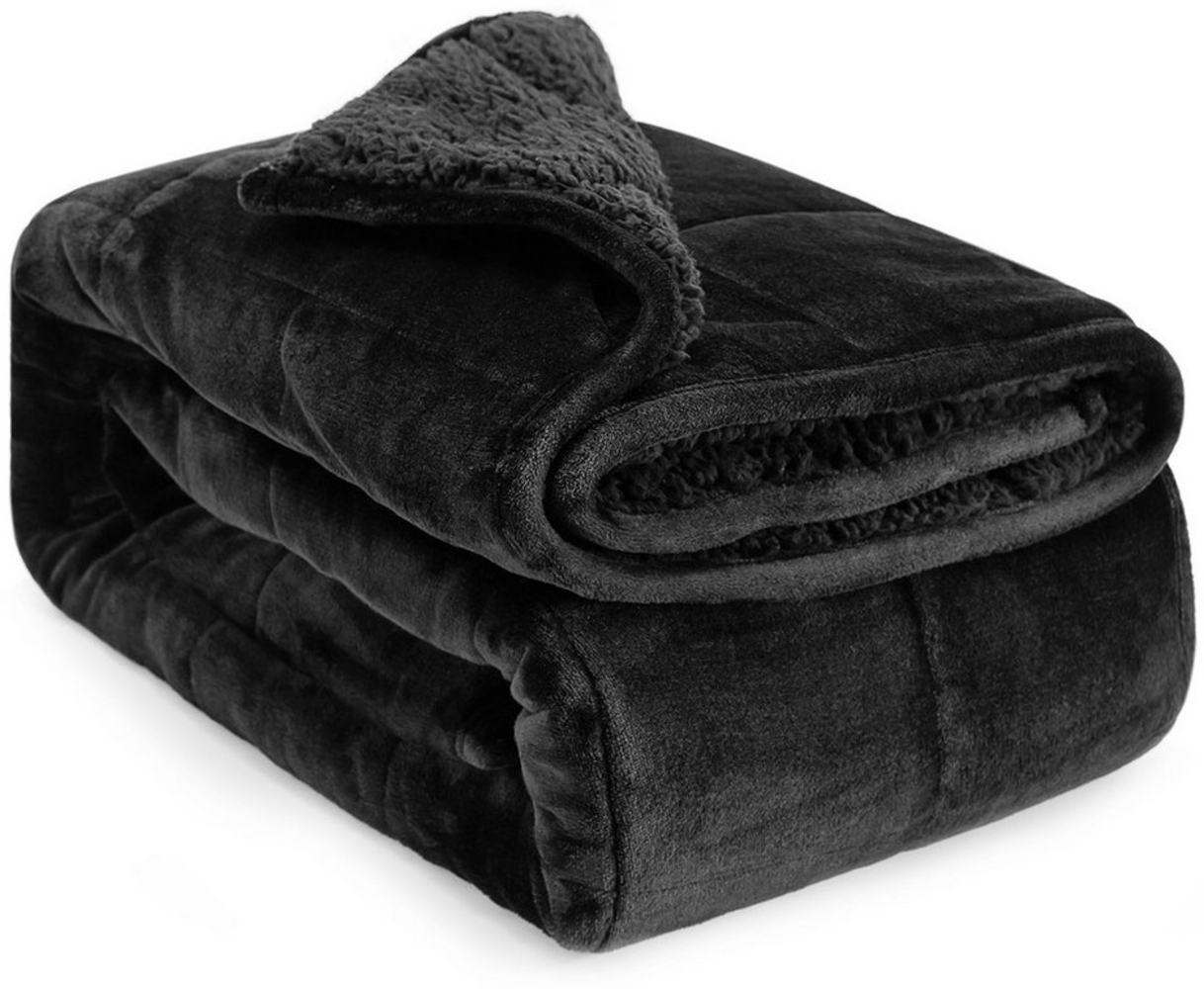 SiviO Gewichtsdecke Luxuriöse Sherpa-Fleece-Decke für Erwachse, Bezug: Flanell Sherpa, Schwarz, 120*180cm, 7kg Bild 1