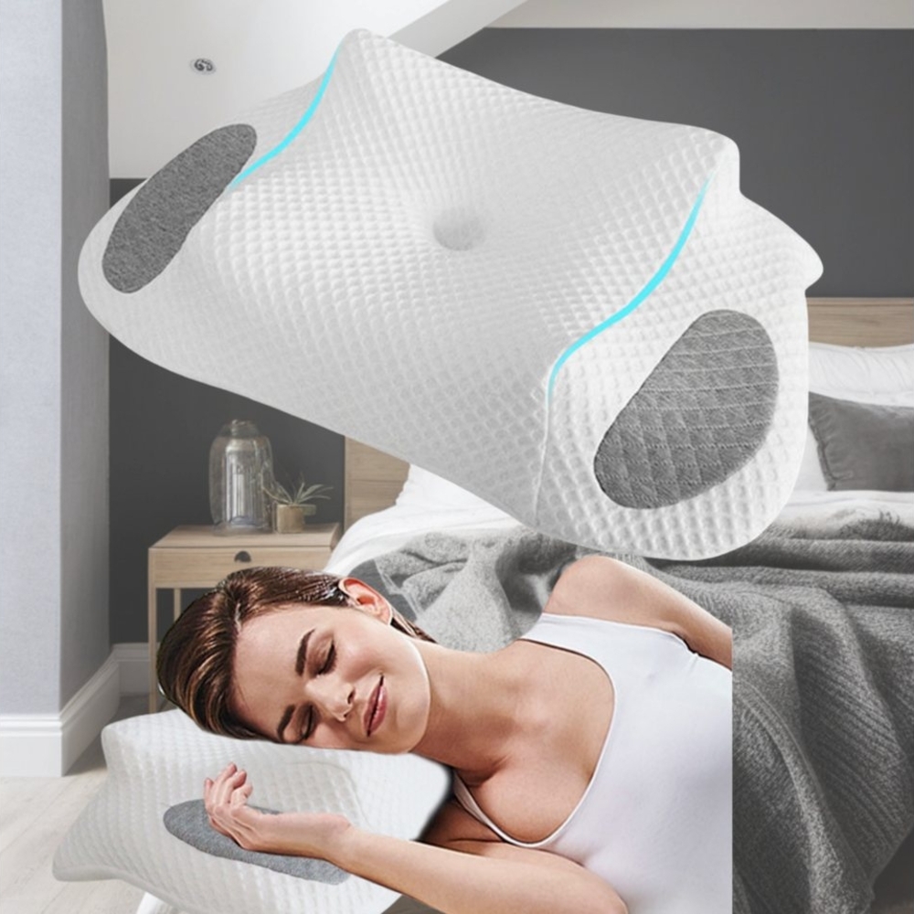 Masbekte Nackenstützkissen Seitenschläferkissen aus Memory Foam, Ergonomisches Nackenstützkissen, Füllung: 100 % Poly(ether-urethan), Kissen, Doppellagiges Nackenkissen, Kopfkissen, 60*35*15cm, für Nacken, Schultern und Arme, Seitenschläfer, Bauchschlä... Bild 1