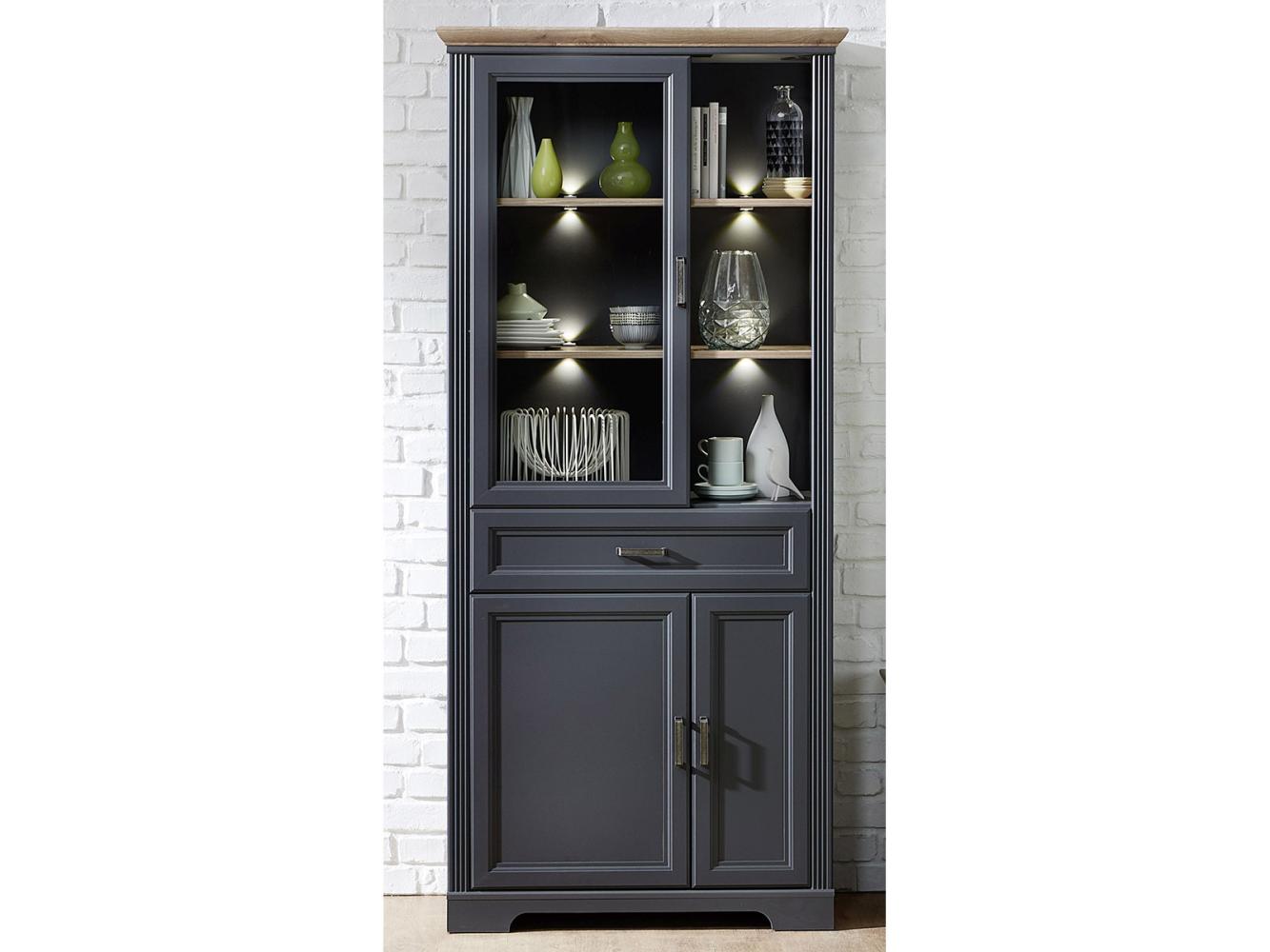 Vitrine >Jasmin< in Graphit aus Metall - 93x204x42cm (BxHxT) Bild 1