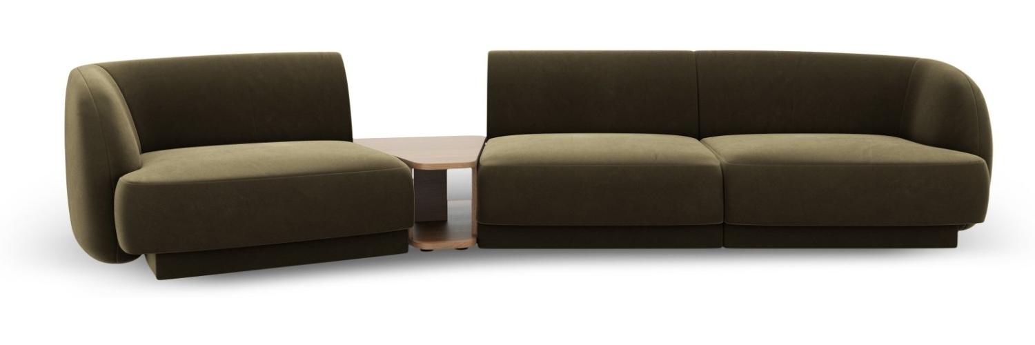 Micadoni Modulares Sofa Miley 3-Sitzer Links Samtstoff Grün Bild 1