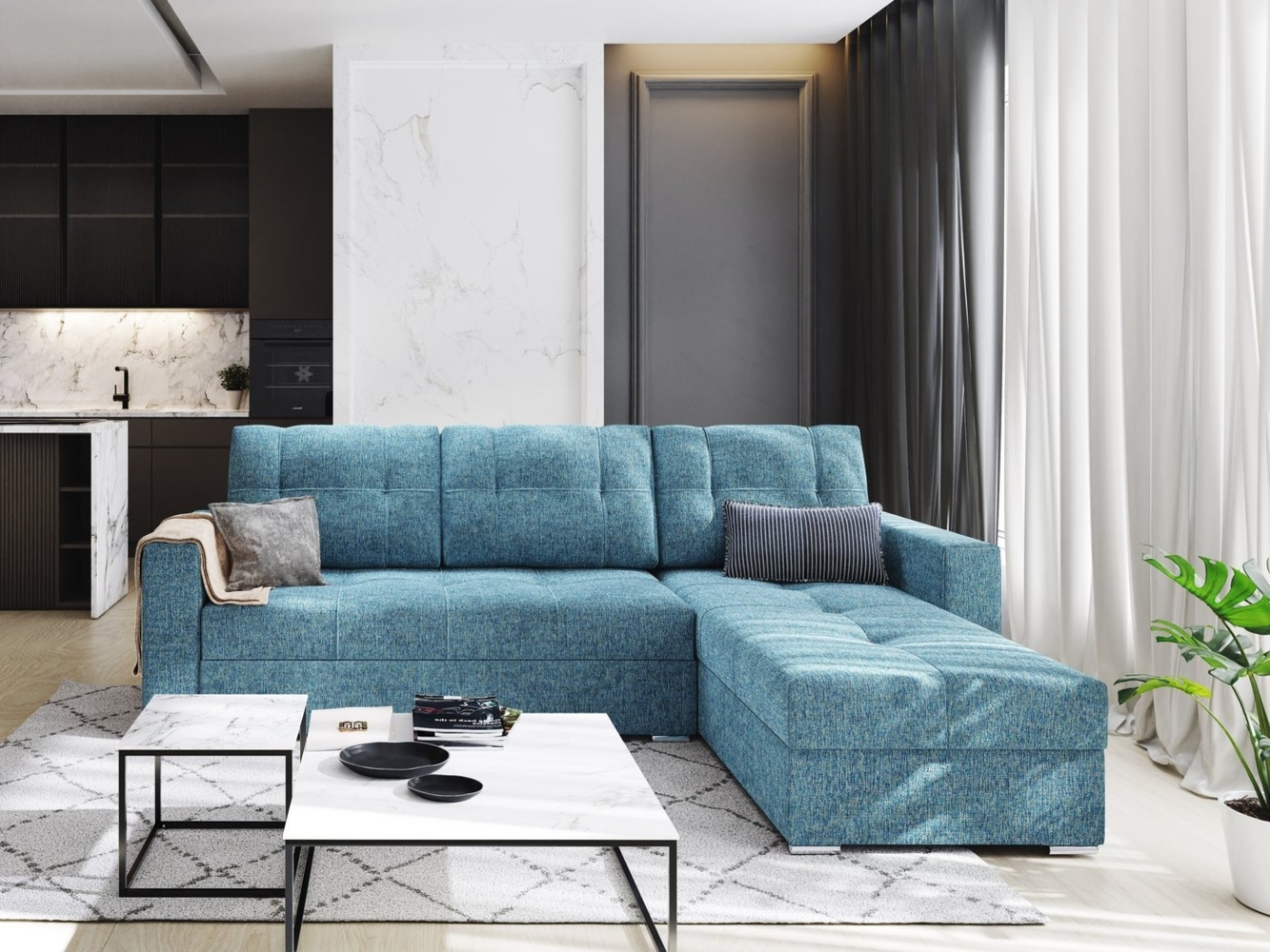 ALTDECOR Ecksofa KARI, Couch mit Schlaffunktion, Wohnzimmer - Wohnlandschaft Bild 1