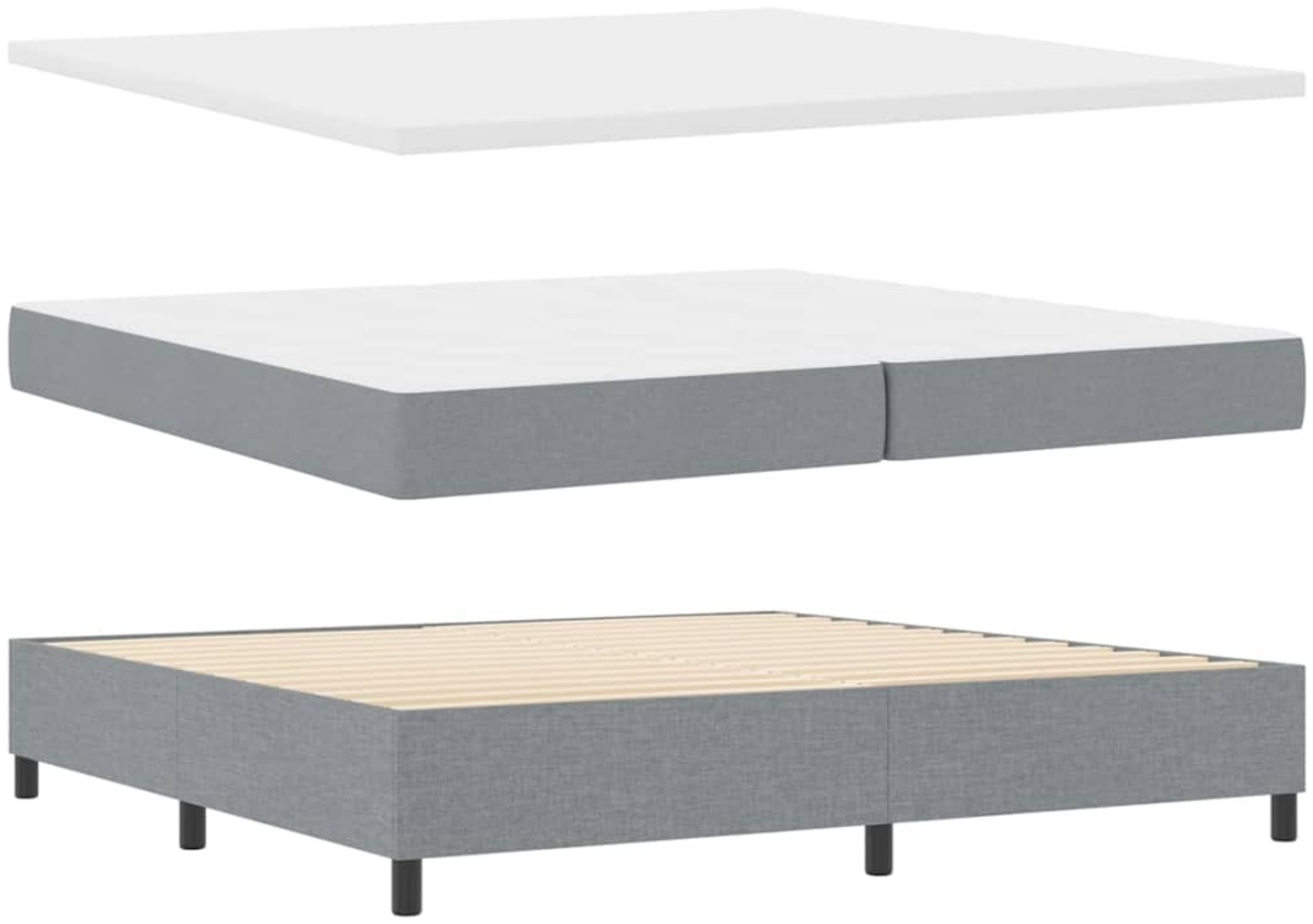 vidaXL Boxspringbett Hellgrau 200 x 200 cm Stoff & Holzwerkstoff 3344093 Bild 1