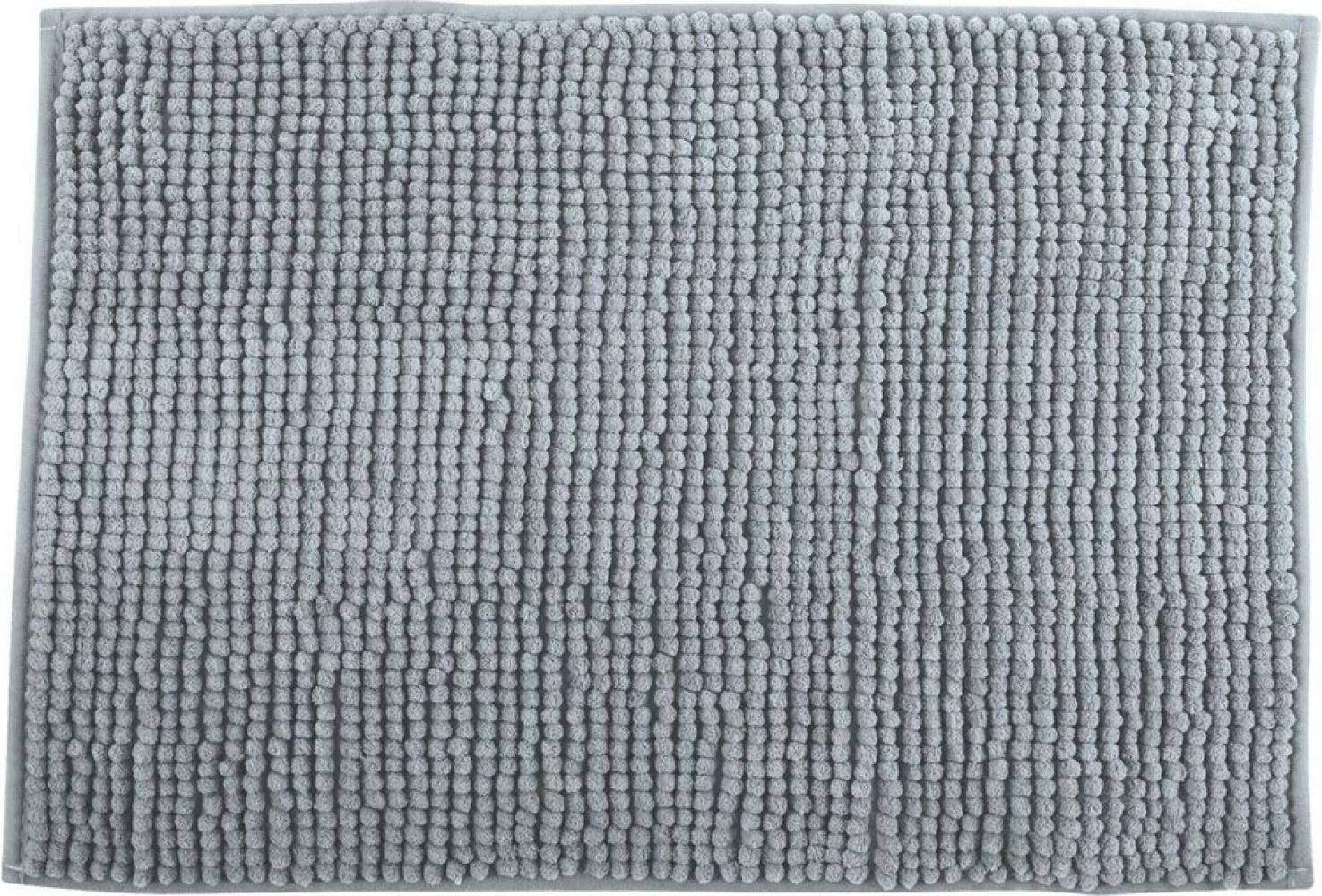 MSV Badteppich Badvorleger Duschvorleger Chenille Hochflor Badematte 40x60 cm – Grau Bild 1