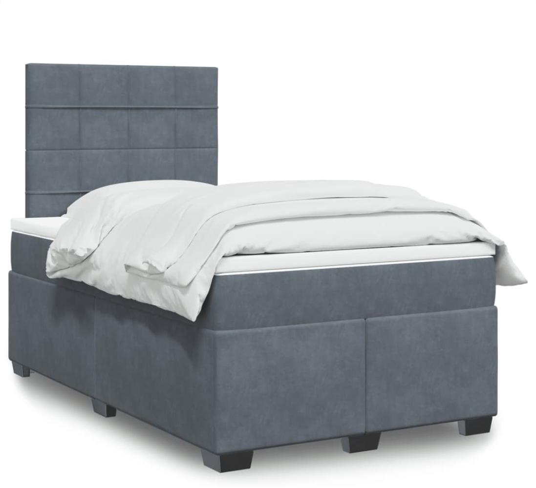 vidaXL Boxspringbett mit Matratze Dunkelgrau 120x190 cm Samt 3290859 Bild 1