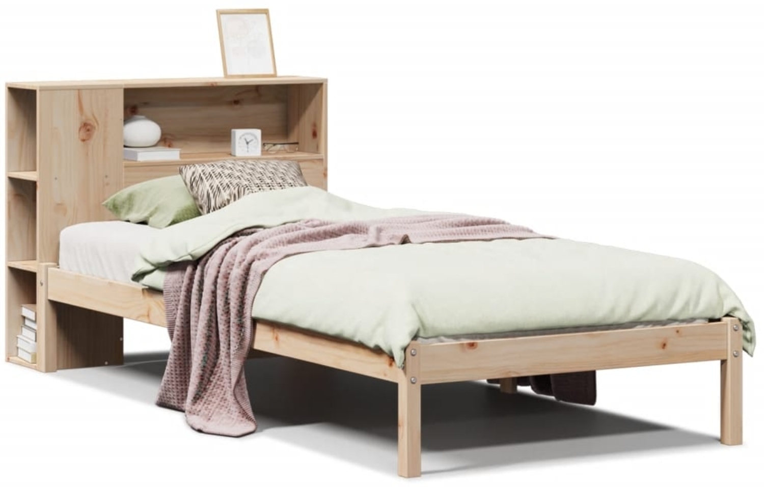 vidaXL Massivholzbett mit Regal ohne Matratze 90x190 cm Kiefer 3321561 Bild 1