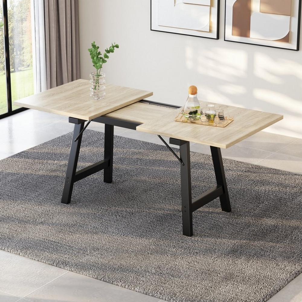 Ulife Esstisch Wohnzimmertisch Küchentisch Teleskop-Esstisch 140/180x80 cm, schlichter Stil, hochfeste Legierungsstütze, geeignet für 4–6 Personen Bild 1