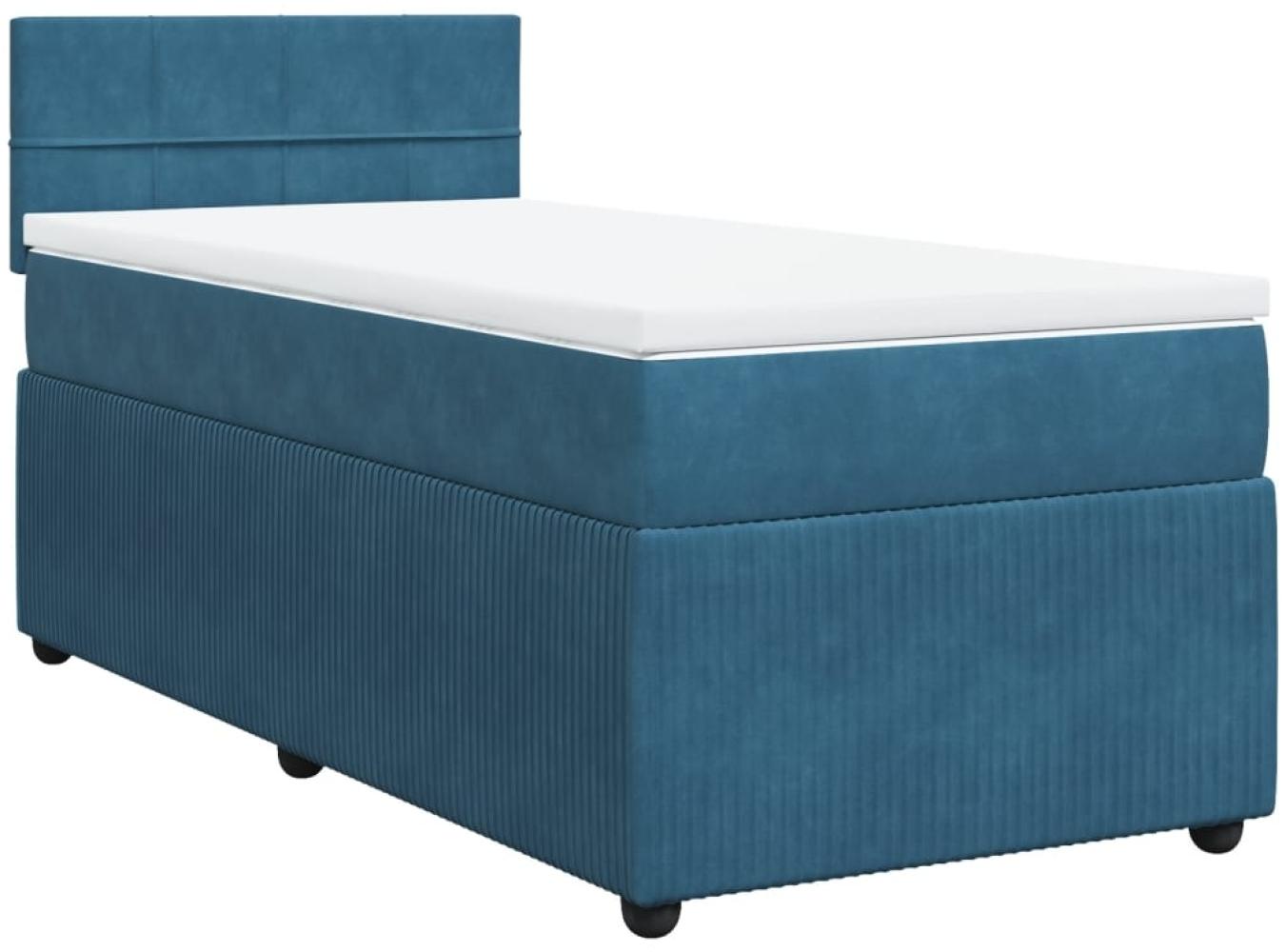 vidaXL Boxspringbett mit Matratze Blau 80x200 cm Samt 3287594 Bild 1