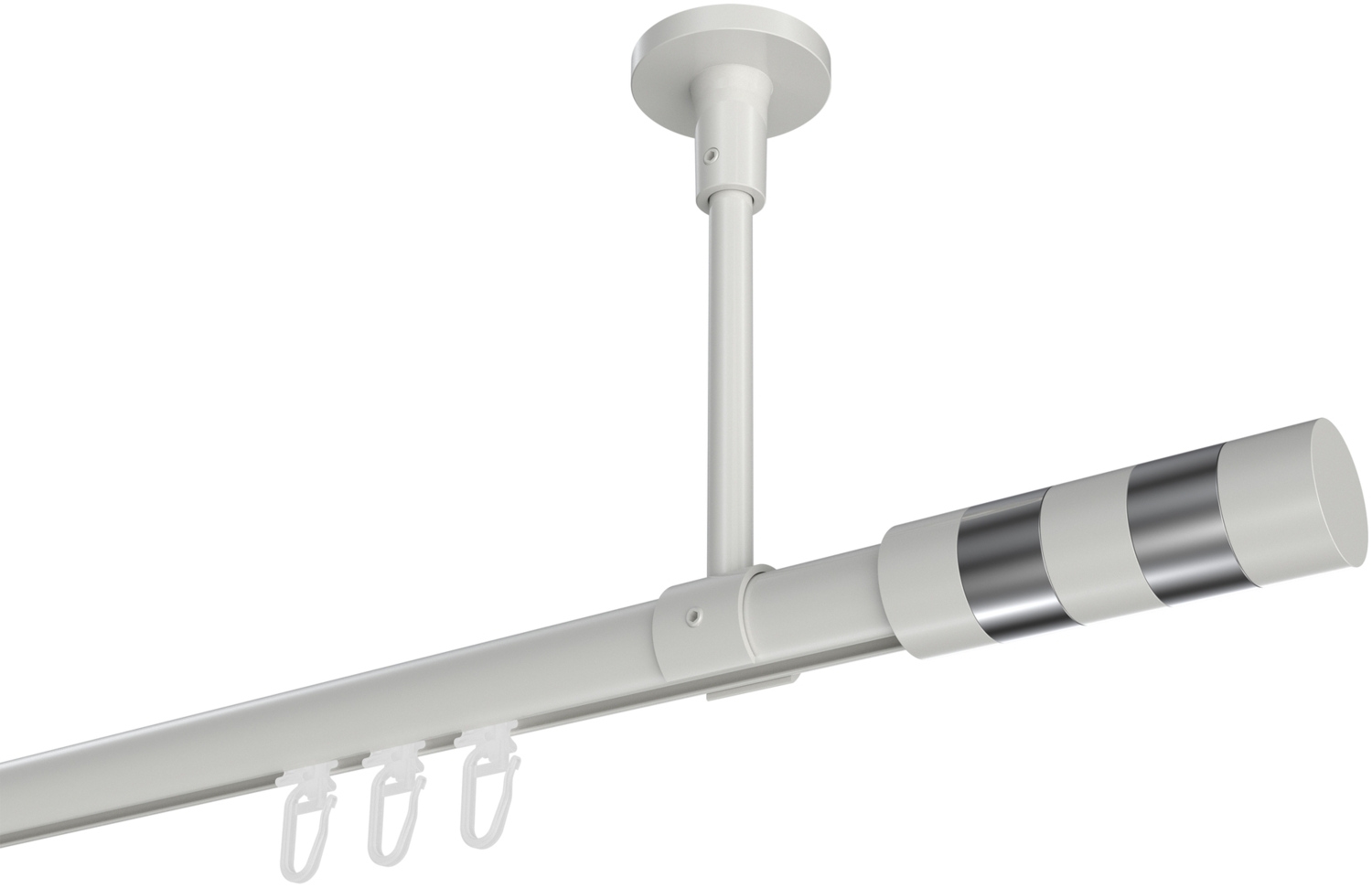 Innenlauf-Gardinenstangen-Set Sonette Mavell 480 cm (geteilt in 3 x 160 cm), 1-läufig, 20 mm Ø Weiß Bild 1