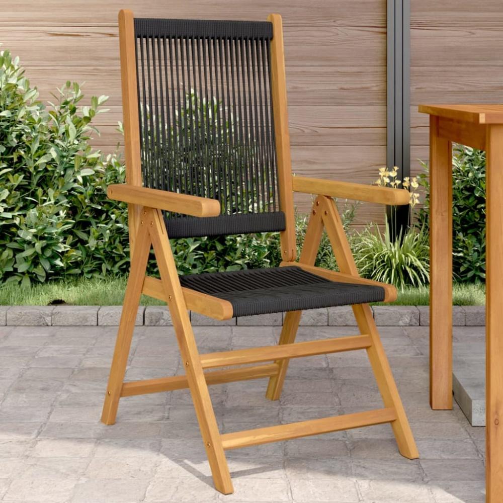 vidaXL Gartenstühle 2 Stk. Schwarz Massivholz Akazie und Polypropylen 367654 Bild 1