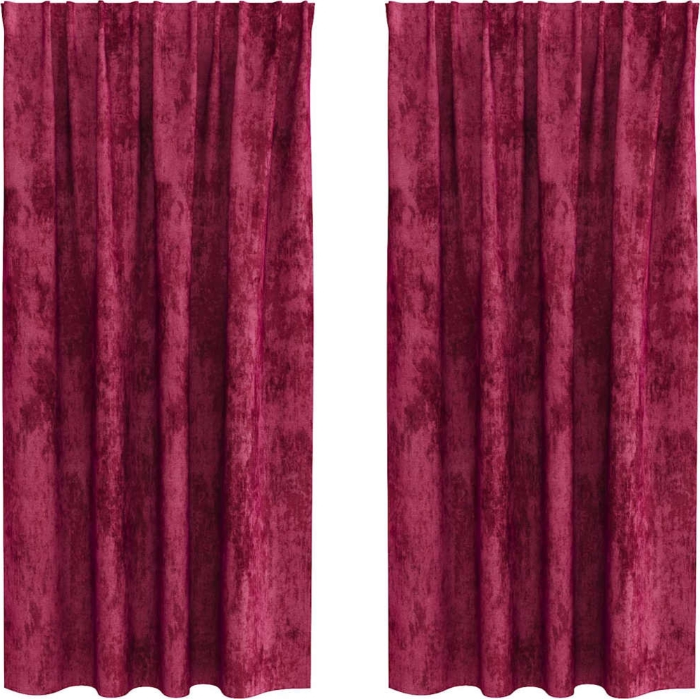 vidaXL Samtvorhänge mit Vorhängen 2 pcs Weinrot 175 x 140 cm Samt 4107679 Bild 1