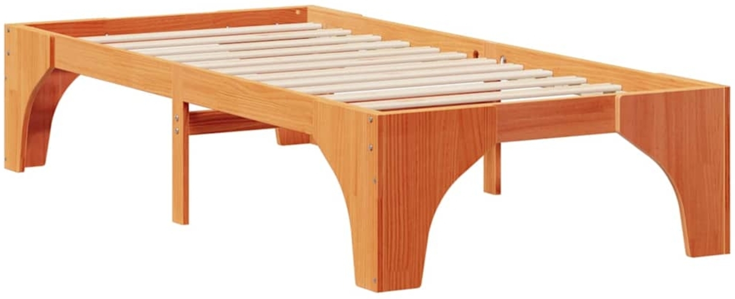 vidaXL Bettrahmen Braun 90 x 190 cm Massives Kiefernholz 873012 Bild 1