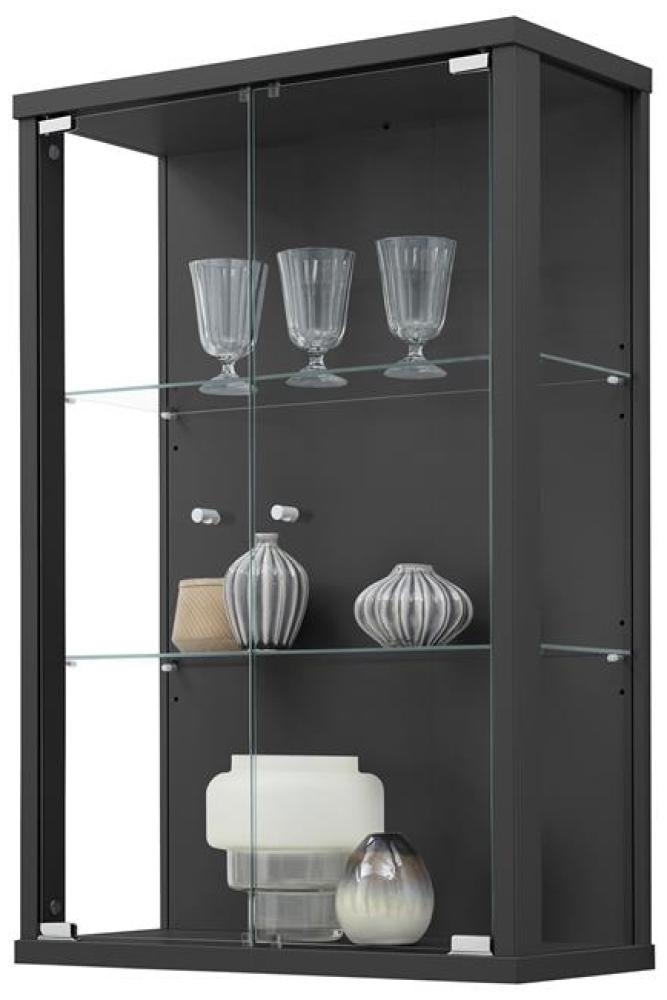 Glasvitrine >OPTIMA< in Schwarz Struktur - 56x85x25,2cm (BxHxT) Bild 1