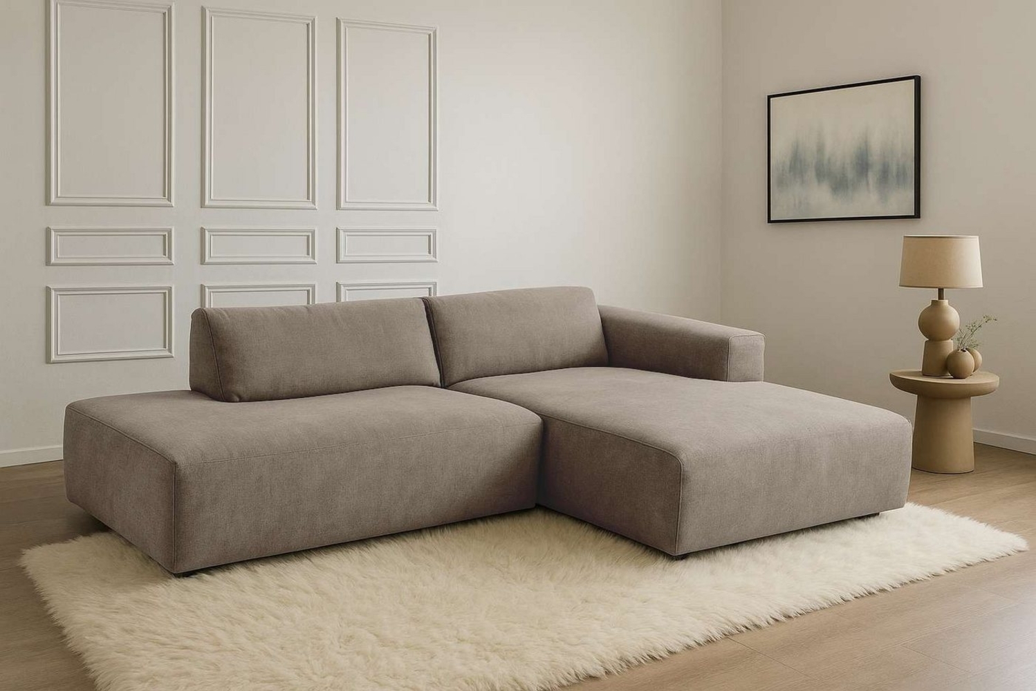 Home affaire Ecksofa Noord mit Kedernaht, Breite 227 cm, L-Form, Cord, Struktur, Webstoff, mit Wellenunterfederung, Massivholzrahmen Bild 1