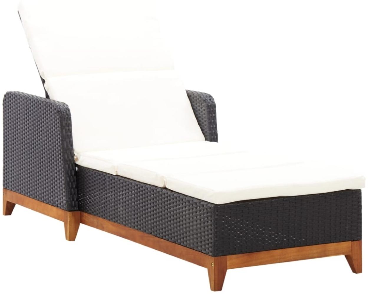 vidaXL Sonnenliege Poly Rattan und Massivholz Akazie Schwarz 46012 Bild 1