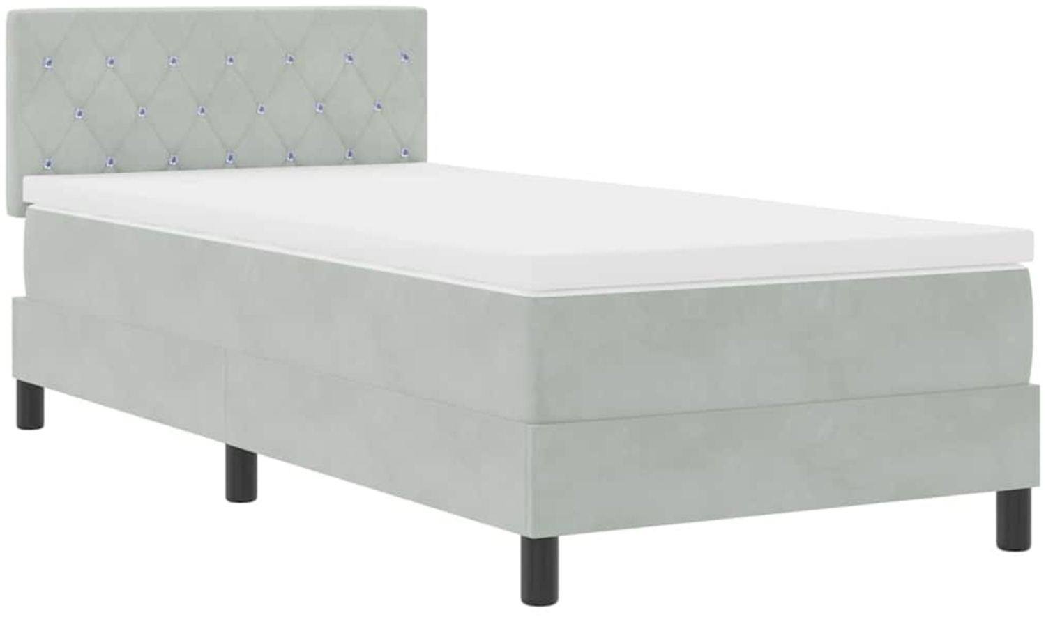 vidaXL Boxspringbett mit Matratze Hellgrau 90 x 190 cm Samt 3342554 Bild 1