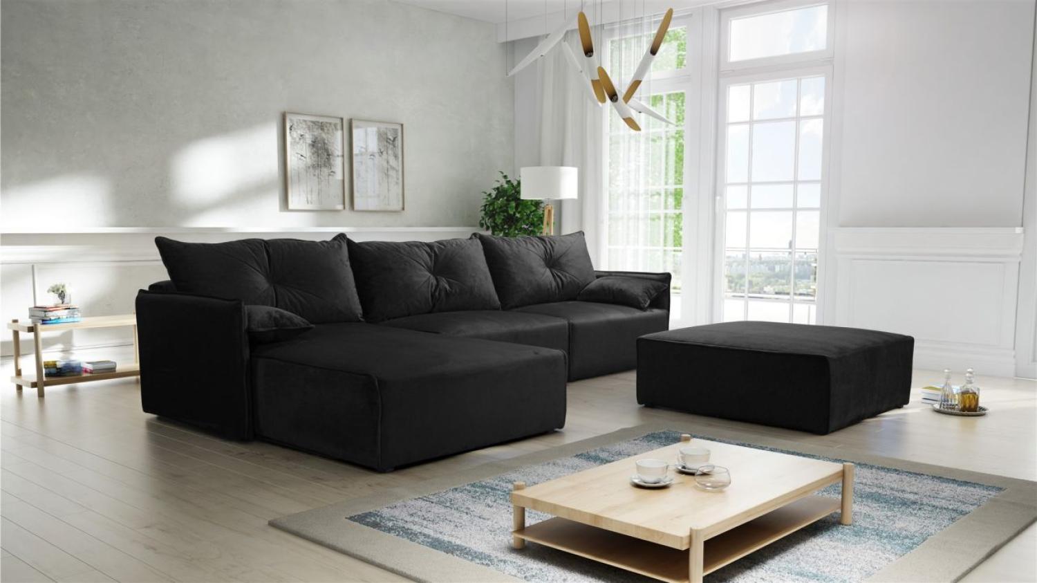 Ecksofa mit Schlaffunktion HUNTER in Royal Grafit Ottomane Links inkl. Hocker Bild 1