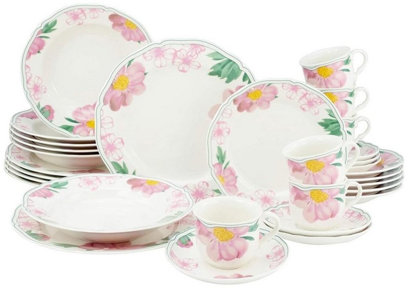 CreaTable 22756 Kombiservice Alba Rose für 6 Personen, Porzellan, mehrfarbig (1 Set, 30-teilig) Bild 1