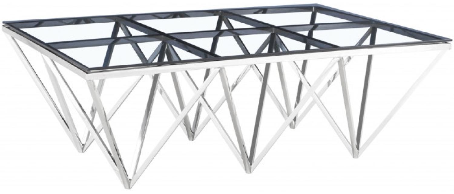 Verona Couchtisch Edelstahl Chrom silber Transparente Oberfläsche Bild 1