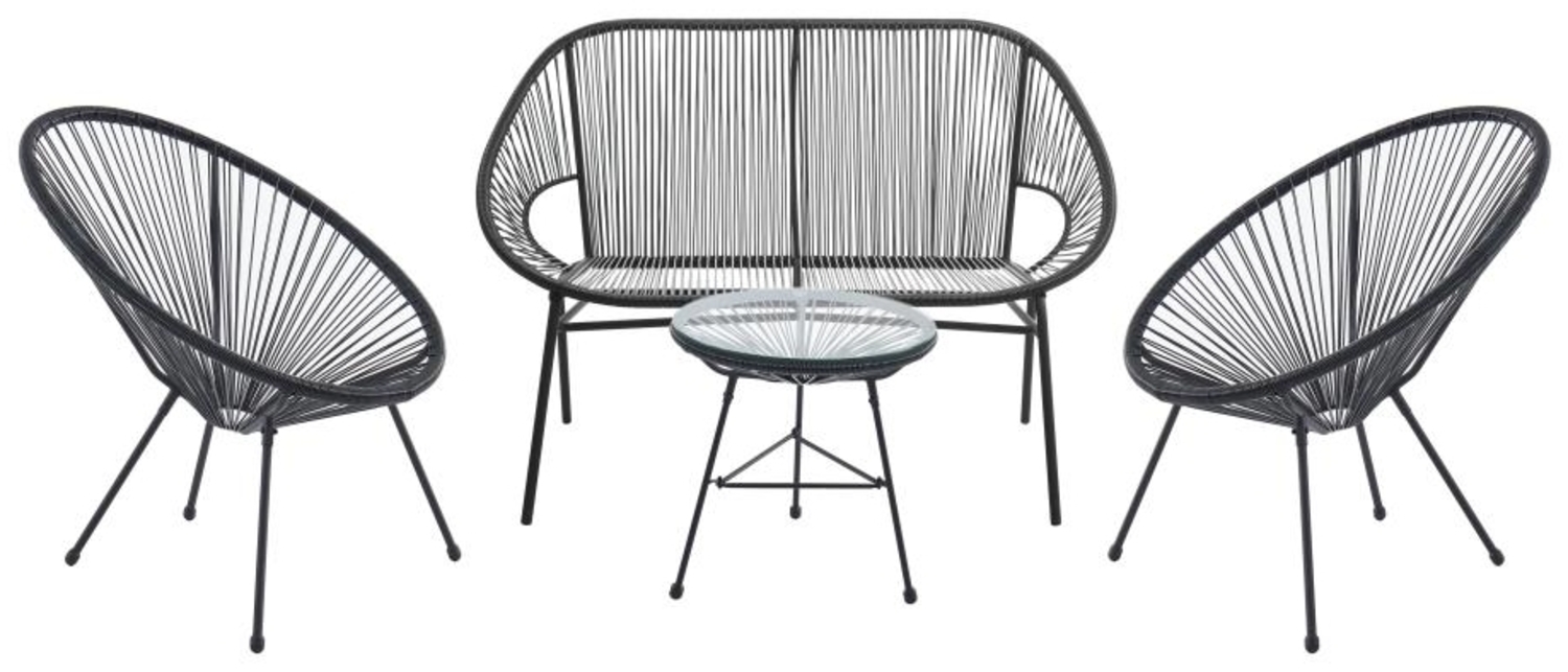Vente-unique - Garten-Sitzgruppe aus Polyrattan: 2 Sessel, 1 Bank 1 Tisch - Schwarz - ALIOS III von MYLIA Bild 1