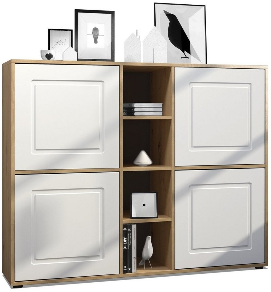 Möbelhandel Klipenstein Highboard NOAH V3, Kommode Schrank Landhaus, Korpus Eiche Artisan Bild 1