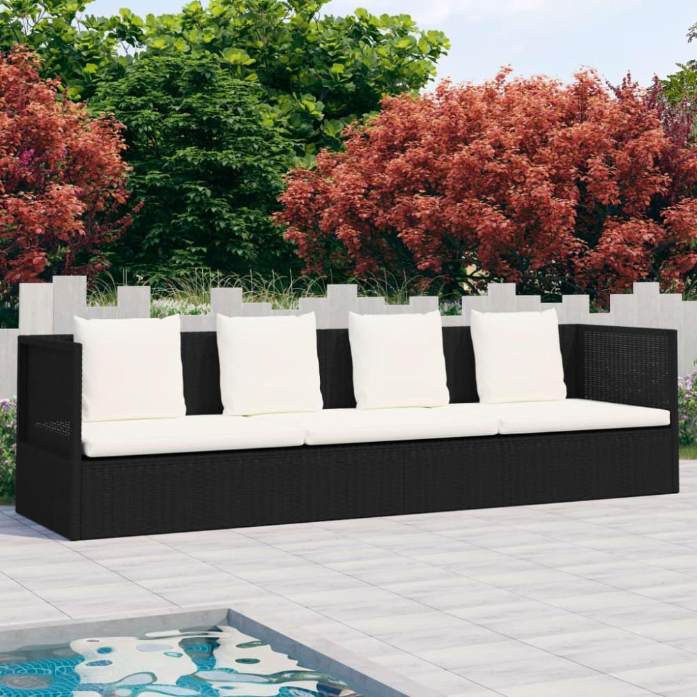 vidaXL Garten-Sofabett mit Kissen Poly Rattan Schwarz 49391 Bild 1