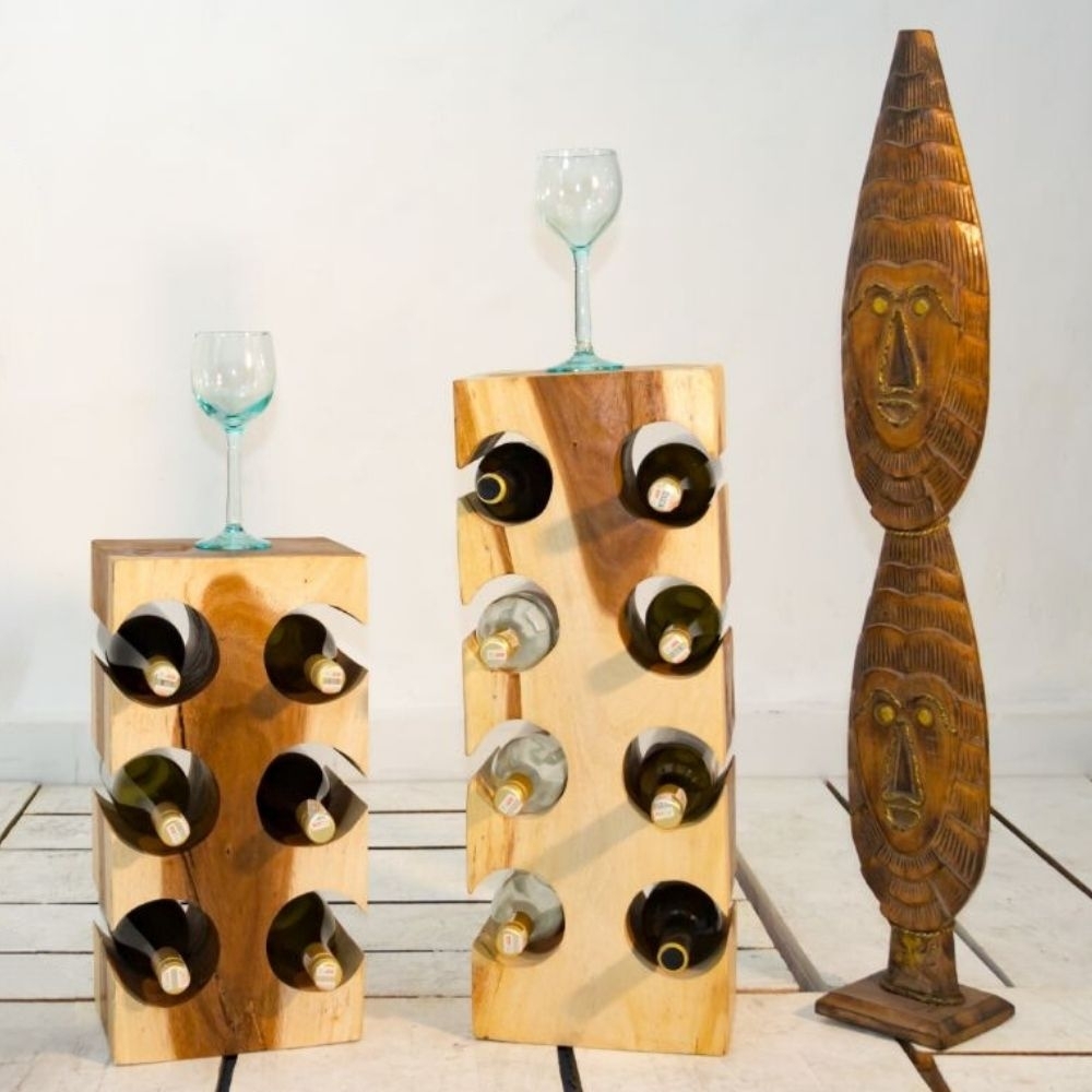 Weinregal / Flaschenhalter BUTELKA ca. H70cm massives Suar-Holz Wein-Flaschen Bottle-Rack Bild 1