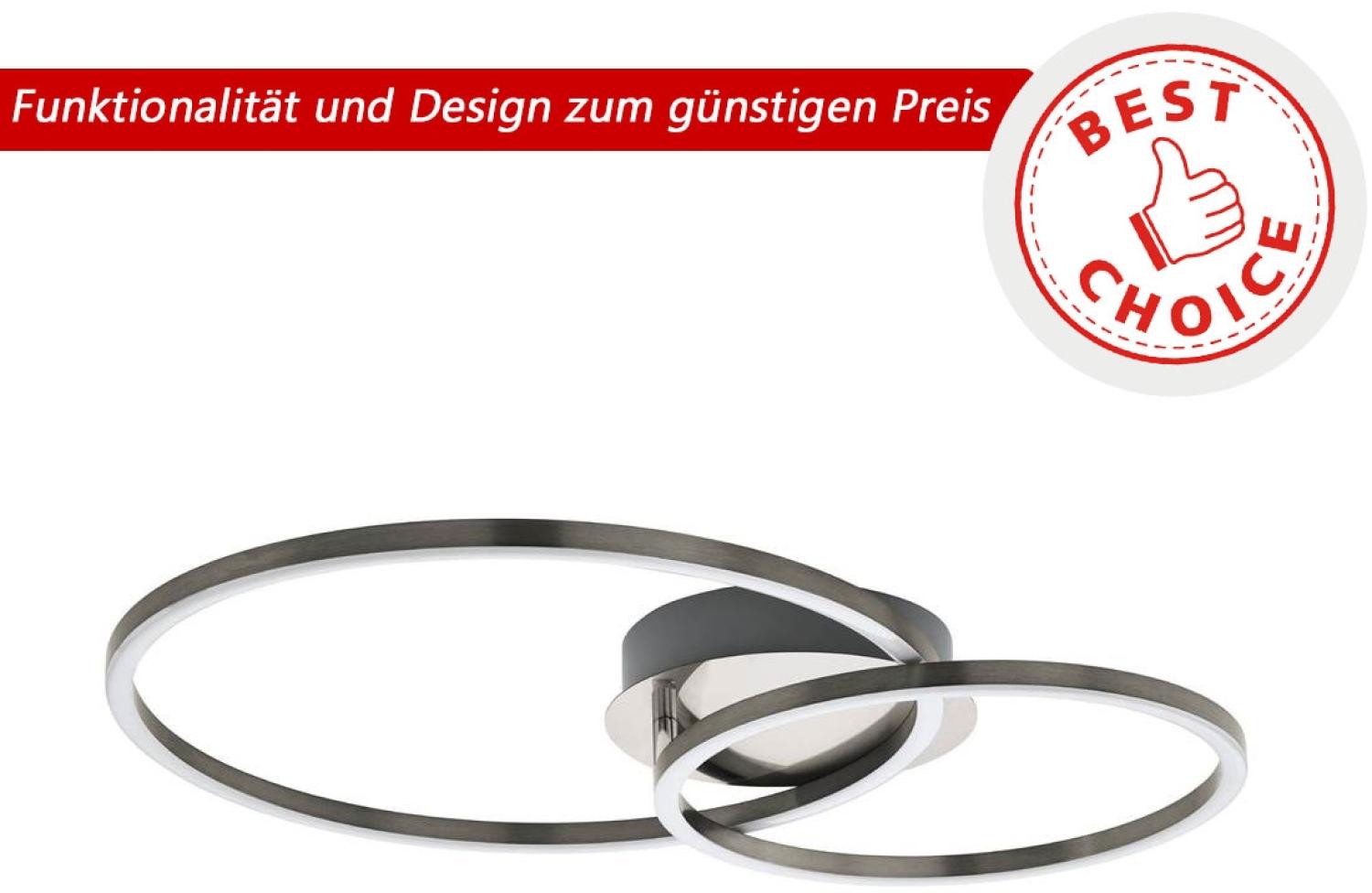 Eglo 75725 BEST CHOICE Deckenleuchte MOTTAFOLLONE Alu nickel-matt LED 15W 3000-6500K L:41. 5cm B:29cm H:6. 5cm dimmbar Bild 1