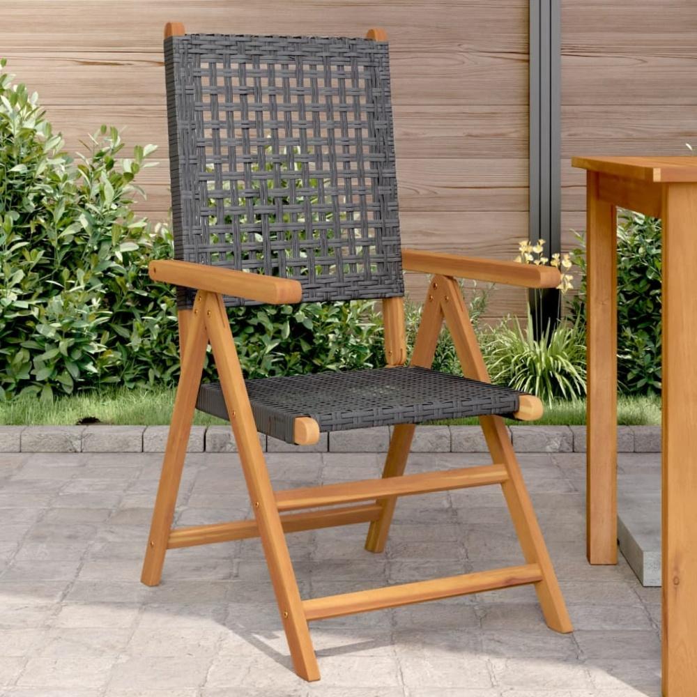 vidaXL Gartenstühle 2 Stk. Schwarz Massivholz Akazie und Poly Rattan 367651 Bild 1