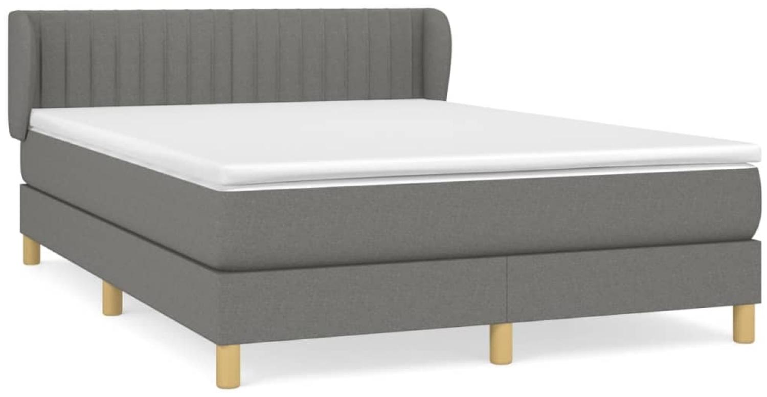 vidaXL Boxspringbett mit Matratze Dunkelgrau 140x190 cm Stoff 3126958 Bild 1