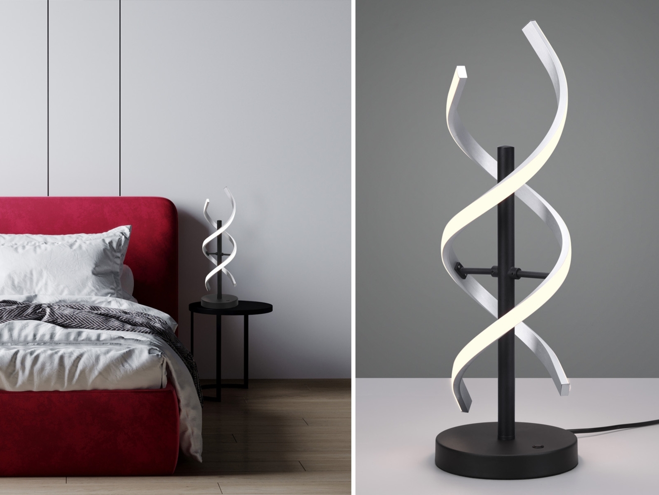 Trio Leuchten 'Sequence' LED-Tischleuchte , dimmbar, Aluminium silber, Ø14x48cm Bild 1