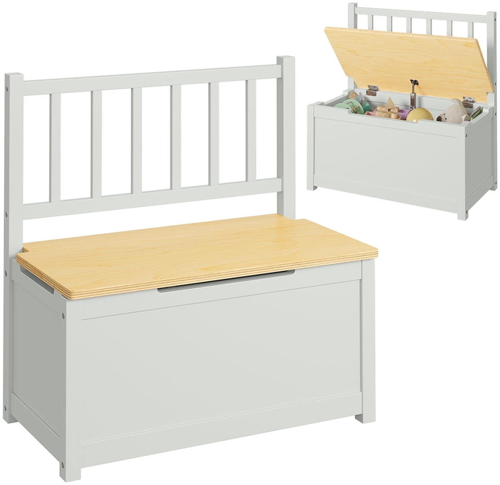 Bellabino 'Sora' Kindersitzbank, grau/natur, Kinderbank mit integrierter Spielzeugkiste, Kiefer, ab 2 Jahren Bild 1