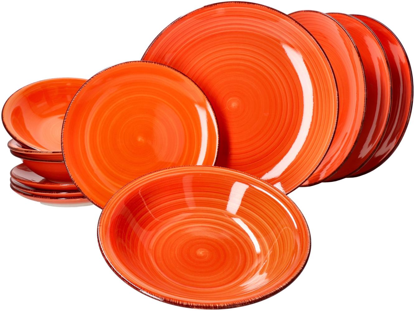 MamboCat Uni Orange 12-tlg. Teller Set I 4 Personen I sonniges Steingut-Geschirr Bild 1