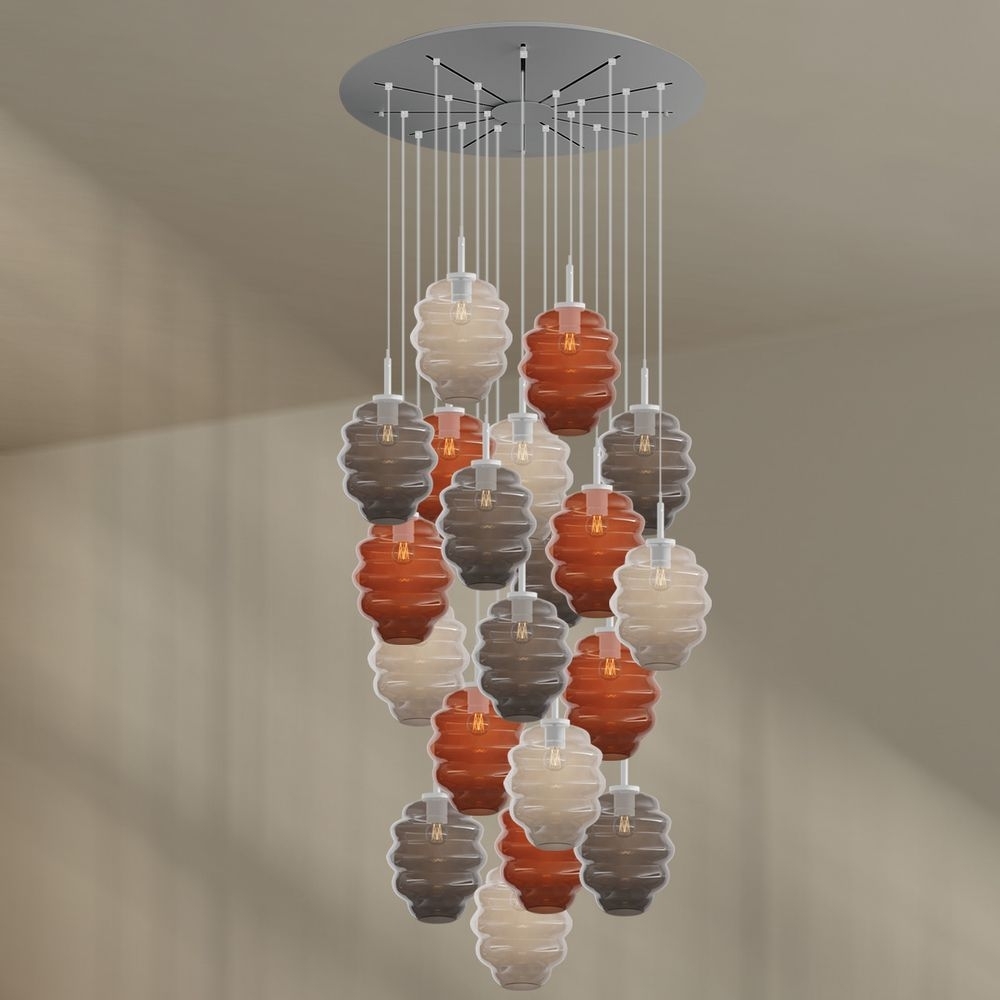 s.luce Echos Galerieleuchte 20-flammig Ø 120cm Baldachin Ø 25cm Braun, Klar, Rauch Bild 1