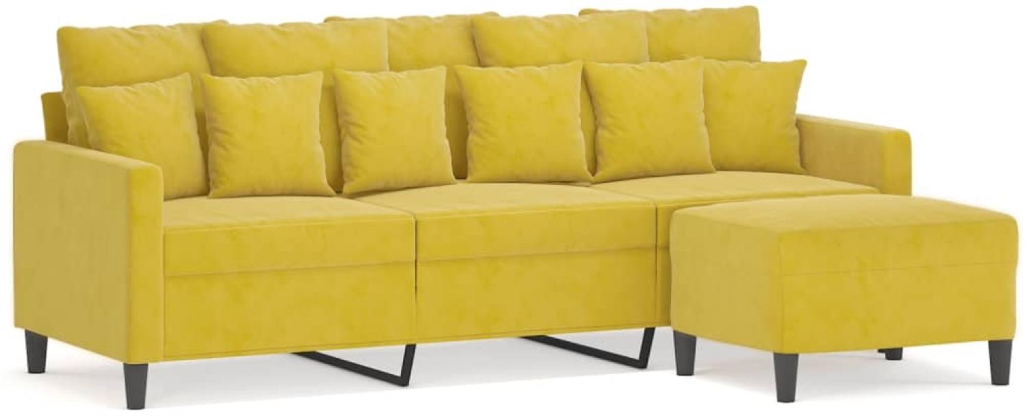 vidaXL 3-Sitzer-Sofa mit Hocker Gelb 180 cm Samt 3201113 Bild 1