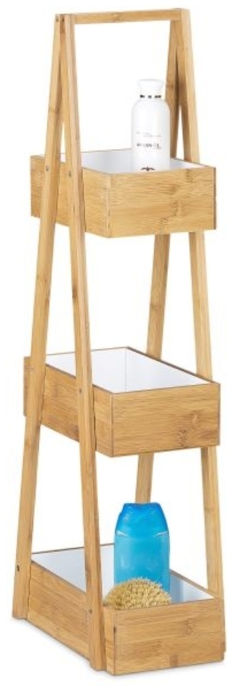 Relaxdays Badregal mit 3 Ablagen, Bambus natur, 18 x 30 x 82 cm Bild 1