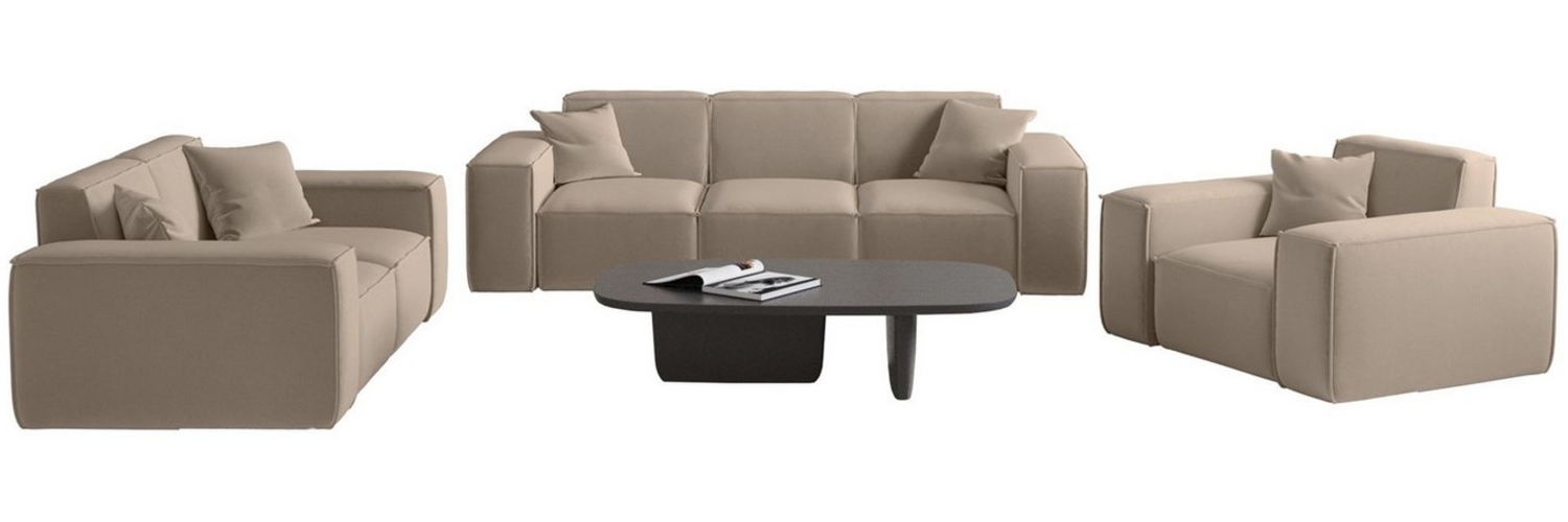 Sofaset Designersofa CELES PREMIUM 3-2-1 in Stoff Opera Velvet Sand Bild 1