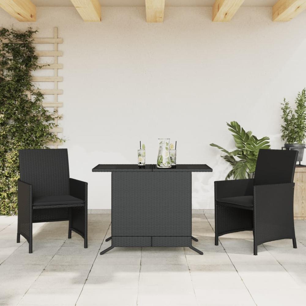 vidaXL 3-tlg. Bistro-Set mit Kissen Schwarz Poly Rattan 365117 Bild 1