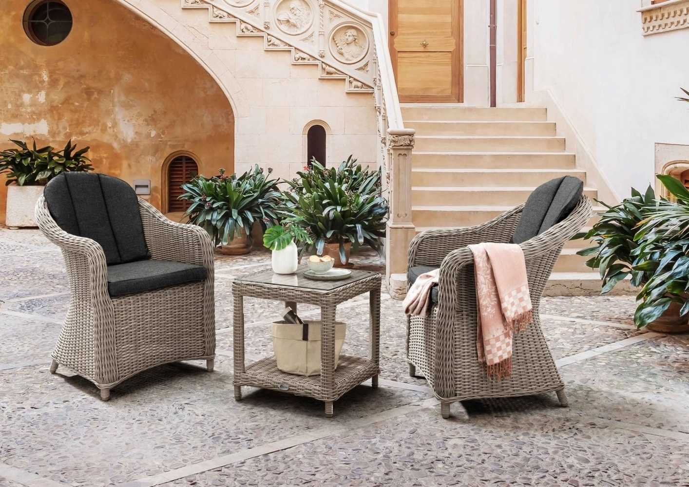 Destiny Balkonset MALAGA MERANO, 2x Sessel, 1x Tisch 46 x 46 cm Bild 1