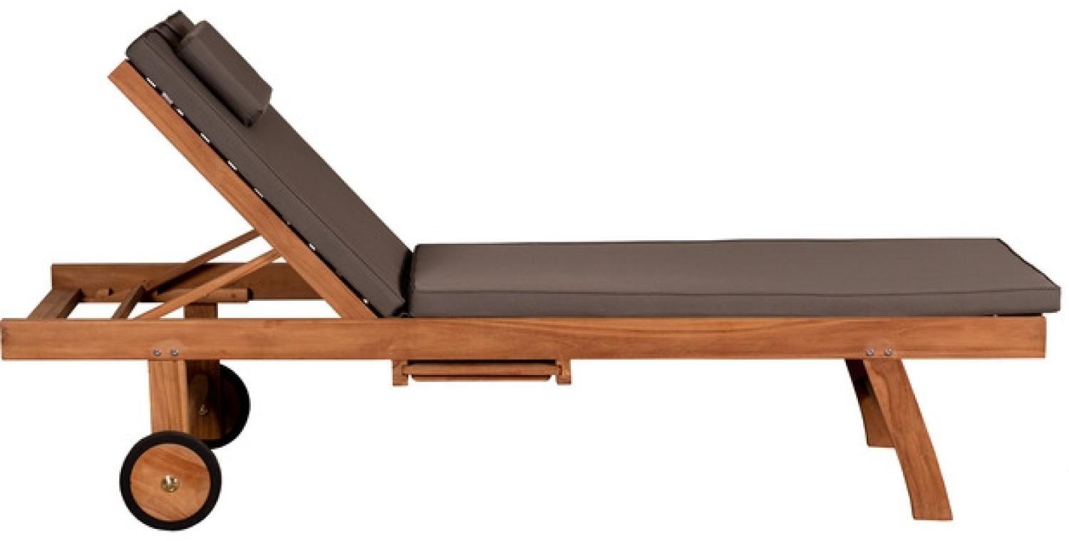 deVries Woodie Lounger mit Rädern inkl. Auflage uni grey Bild 1