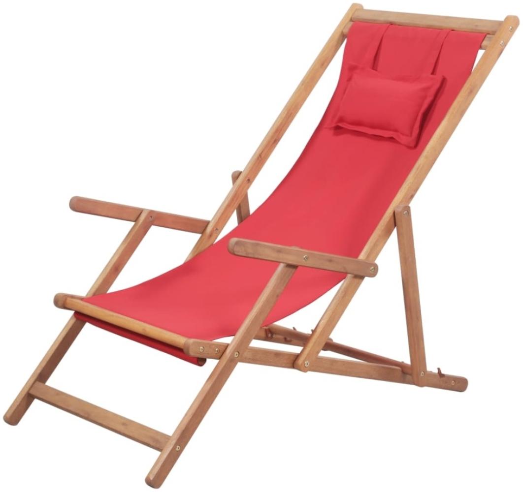 vidaXL Strandstuhl Klappbar Stoff und Massivholz Rot 43995 Bild 1