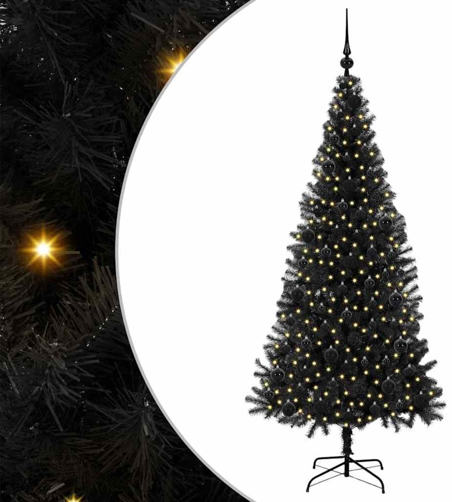 vidaXL Weihnachtsbaum mit 300 LEDs mit Ständer Schwarz 180 cm PVC 3396479 Bild 1